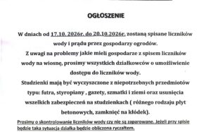Komunikat Zarządu – Spis liczników wody i prądu